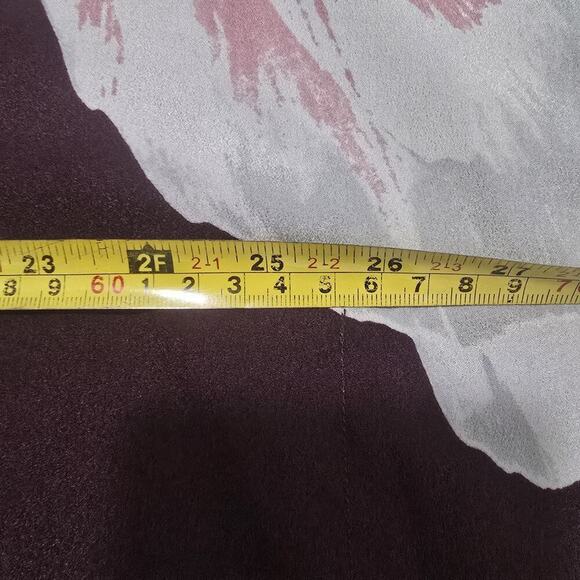 Chico’s S/M Sheer Floral Blouse Burgundy Pink Oversized Poncho Top Flowy - Picture 10 of 11